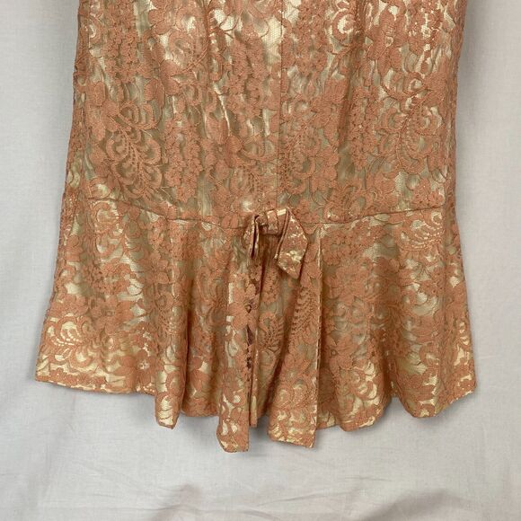 Vintage 50s Dress Womens Small Pink Satin & Lace Midi Wedding Cocktail 36x24x36 - Picture 4 of 14